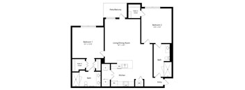 Two Bedroom Floor Plan at The Amalfi Clearwater Luxury Apartments in Clearwater, FL