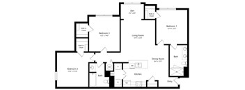 Three Bedroom Floor Plan at The Amalfi Clearwater Luxury Apartments in Clearwater, FL