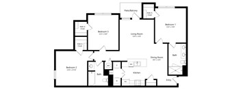 Three Bedroom Floor Plan at The Amalfi Clearwater Luxury Apartments in Clearwater, FL
