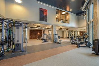 State of the art fitness center at Aurora luxury apartments in downtown Tampa FL