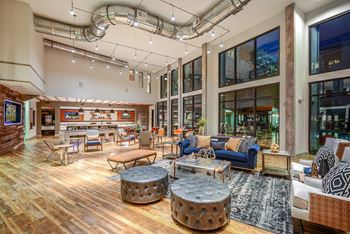 Lounge with Demonstration Kitchen and Billiards at Aurora Luxury Apartments in Downtown Tampa FL