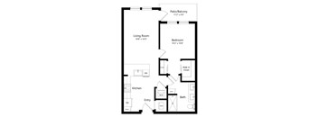 One Bedroom Floor Plan at Aurora Luxury Apartments in Downtown Tampa FL