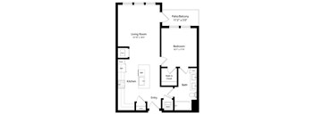 One Bedroom Floor Plan at Aurora Luxury Apartments in Downtown Tampa FL