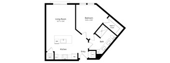One Bedroom Floor Plan at Aurora Luxury Apartments in Downtown Tampa FL