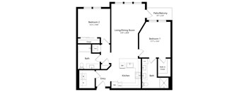 Two Bedroom Floor Plan at Aurora Luxury Apartments in Downtown Tampa FL