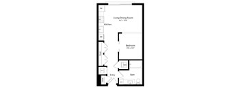 Studio Floor Plan at Aurora Luxury Apartments in Downtown Tampa FL
