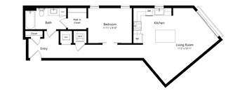 Studio Floor Plan at Aurora Luxury Apartments in Downtown Tampa FL
