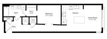 Studio Floor Plan at Aurora Luxury Apartments in Downtown Tampa FL