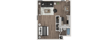 Ash Studio Floor Plan with 585 Sq. Ft. at Autumn Woods, Maryland