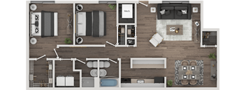 Two Bedroom Floor Plan at Autumn Woods Affordable Apartments in Bladensburg MD