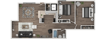 Two Bedroom Floor Plan at Autumn Woods Affordable Apartments in Bladensburg MD