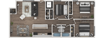 Three Bedroom Floor Plan at Autumn Woods Affordable Apartments in Bladensburg MD