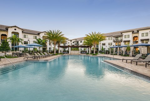 Resort-Style Pool with Waterfall at Azura in Kendall, FL