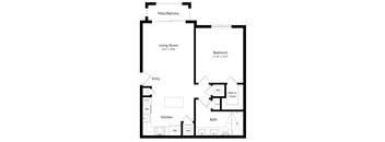 One Bedroom Floor Plan at Azura Luxury Apartments in Kendall FL