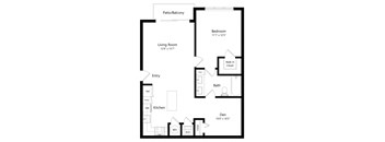 One Bedroom Floor Plan at Azura Luxury Apartments in Kendall FL
