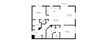 Two Bedroom Floor Plan at Azura Luxury Apartments in Kendall FL