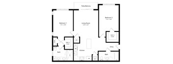 Two Bedroom Floor Plan at Azura Luxury Apartments in Kendall FL