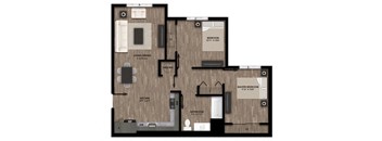 Two Bedroom Floor Plan at The Retreat Affordable Apartments in Merced CA
