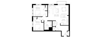 two bedroom - one bath apartment floor plan  | B5 | Norwalk CT