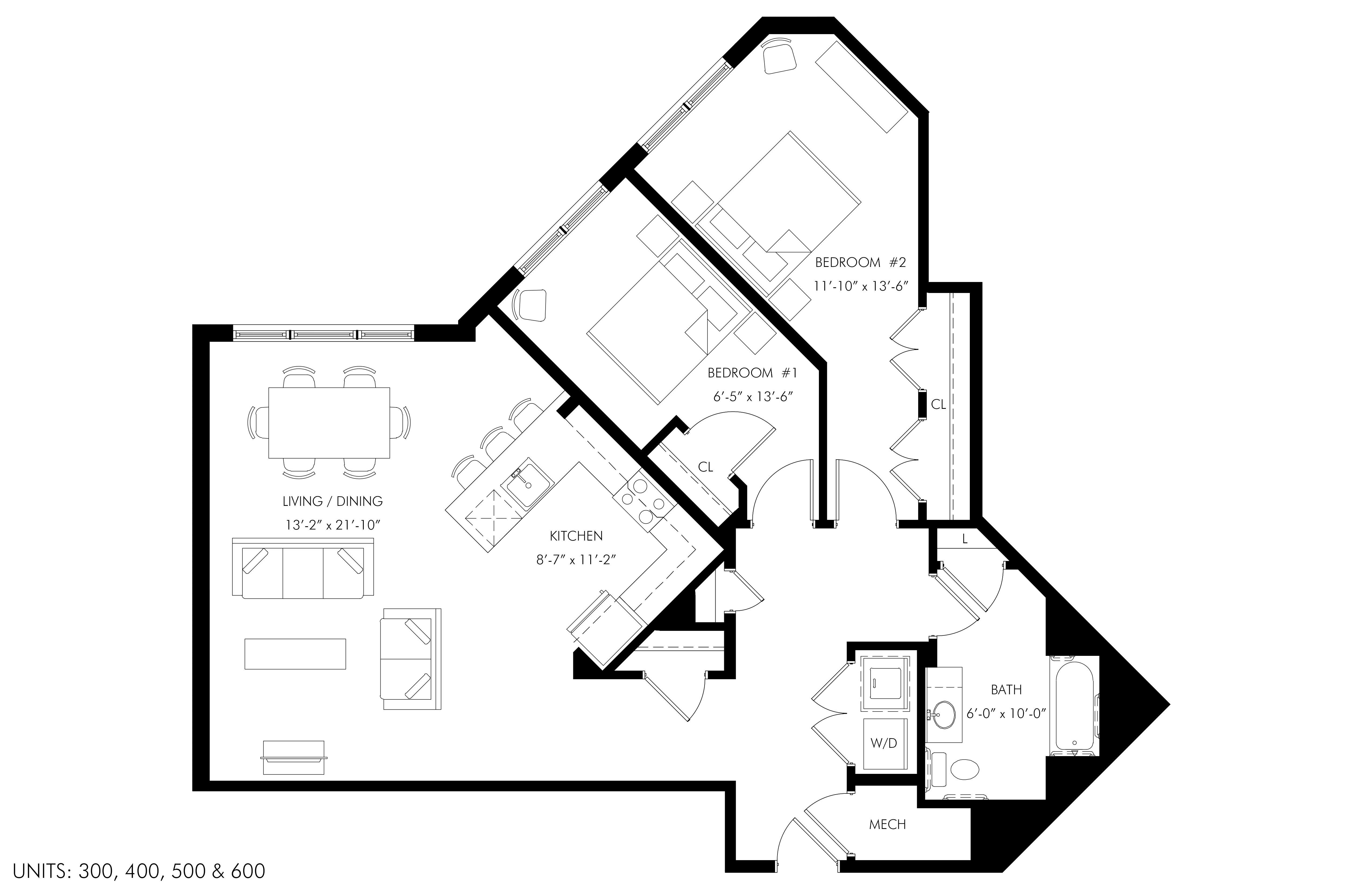 A black and white floor plan of a house with labeled rooms and dimensions.