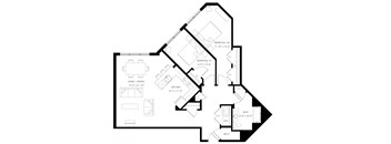B7 two bedroom - 1 bath floor plan 1160 sf