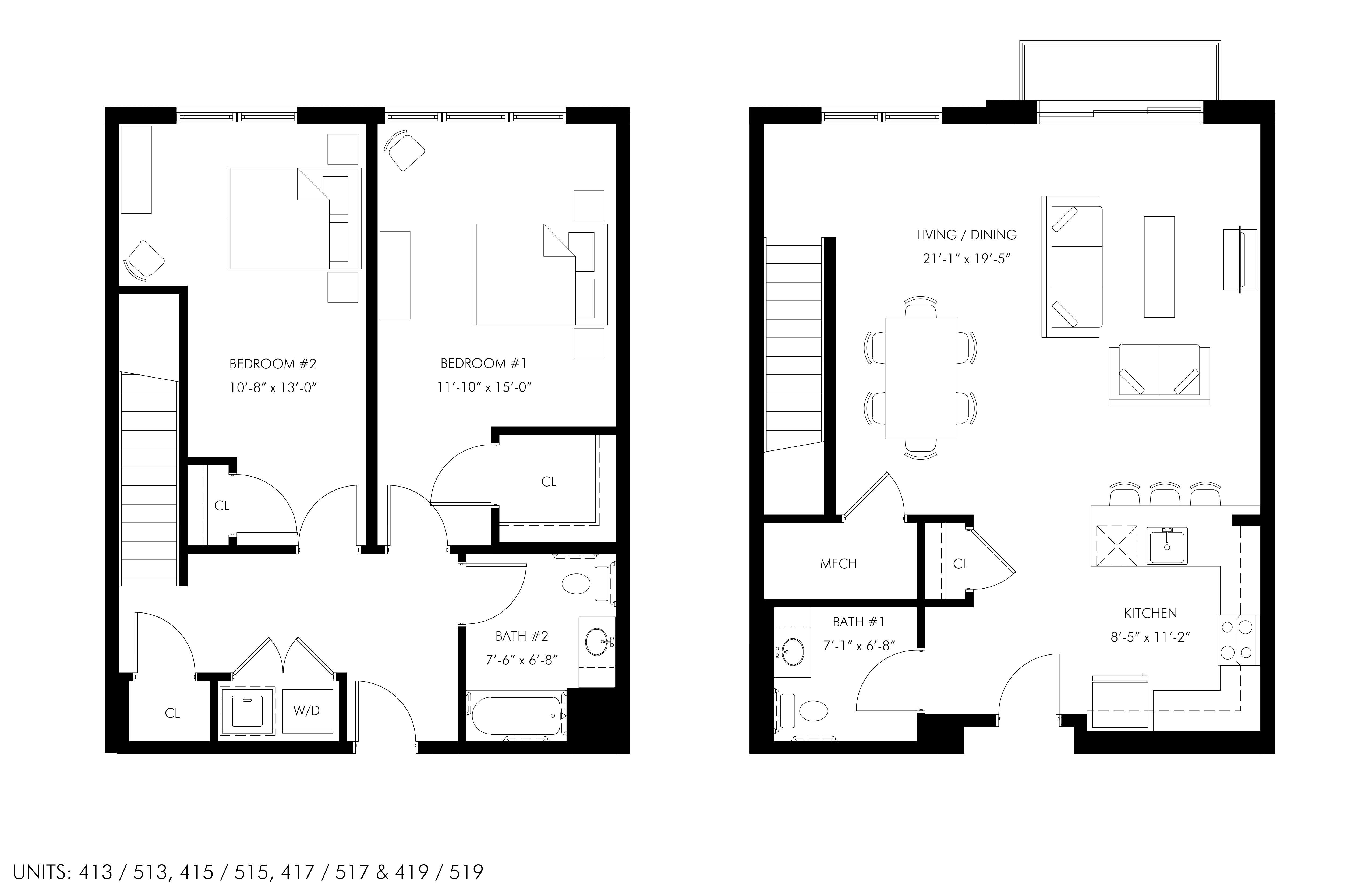 A floor plan of a two-story house with labeled rooms and dimensions.