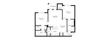 A black and white image of a house floor plan.