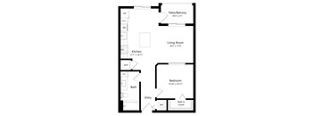 One Bedroom Floor Plan at Boca Vue Luxury Apartments in Boca Raton FL