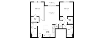 Two Bedroom Floor Plan at Boca Vue Luxury Apartments in Boca Raton, FL