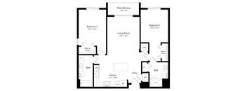 Two Bedroom Floor Plan at Boca Vue Luxury Apartments in Boca Raton, FL
