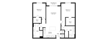 Two Bedroom Floor Plan at Boca Vue Luxury Apartments in Boca Raton, FL