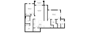 Two Bedroom Floor Plan at Boca Vue Luxury Apartments in Boca Raton, FL