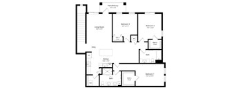 Three Bedroom Floor Plan at Boca Vue Luxury Apartments in Boca Raton, FL