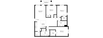Three Bedroom Floor Plan at Boca Vue Luxury Apartments in Boca Raton FL