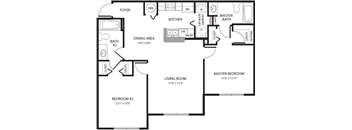 2 Bedroom Floor Plan Brandywine Tampa, FL