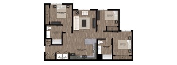 Three Bedroom Floor Plan at The Retreat Affordable Apartments in Merced CA