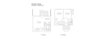 Two Bedroom Floor Plan at Rippowam Park Affordable Apartments in Stamford CT