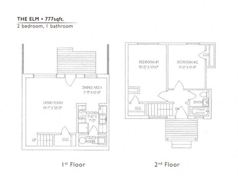 Two Bedroom Floor Plan at Rippowam Park Affordable Apartments in Stamford CT