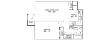 One Bedroom Floor Plan Rippowam Park Affordable Apartments in Stamford CT