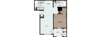 One Bedroom Floor Plan at Cable Ranch Affordable Apartments in San Antonio TX