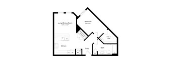 One Bedroom Floor Plan at Carson Crossing Apartments in Austin