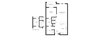 1-Bedroom Floor Plan at Cedar Heights Apartments in Southeast Austin TX
