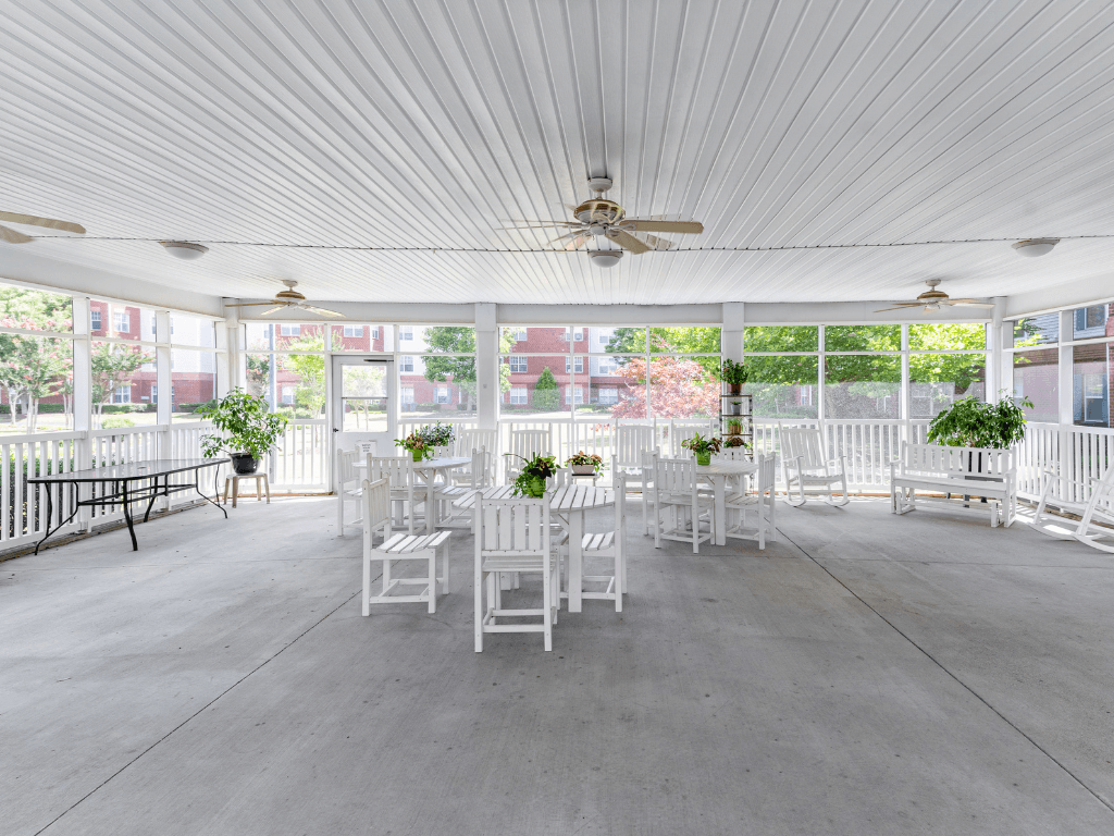 Covered Seating Area at Chester Village Senior Apartments