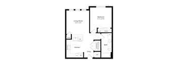 Affordable One Bedroom Floor Plan at Cyrus Apartments in Northeast Austin, TX