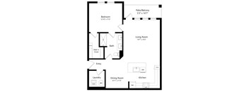 One Bedroom Floor Plan with 951 Sq. Ft. at The Epic at Gateway Luxury Apartments in St. Pete, FL