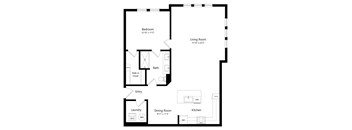 One Bedroom Floor Plan with 1,009 Sq. Ft. at The Epic at Gateway Luxury Apartments in St. Pete, FL