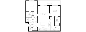 Two Bedroom Floor Plan at Everly Luxury Apartments in Naples FL