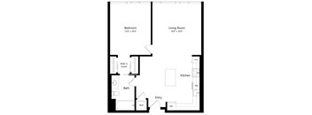 One Bedroom Floor Plan with 875 Sq. Ft. at F11 Luxury Apartments in San Diego CA