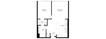 One Bedroom Floor Plan with 875 Sq. Ft. at F11 Luxury Apartments in San Diego CA