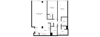 Two Bedroom Floor Plan with 1,420 Sq. Ft. at F11 Luxury Apartments in San Diego CA